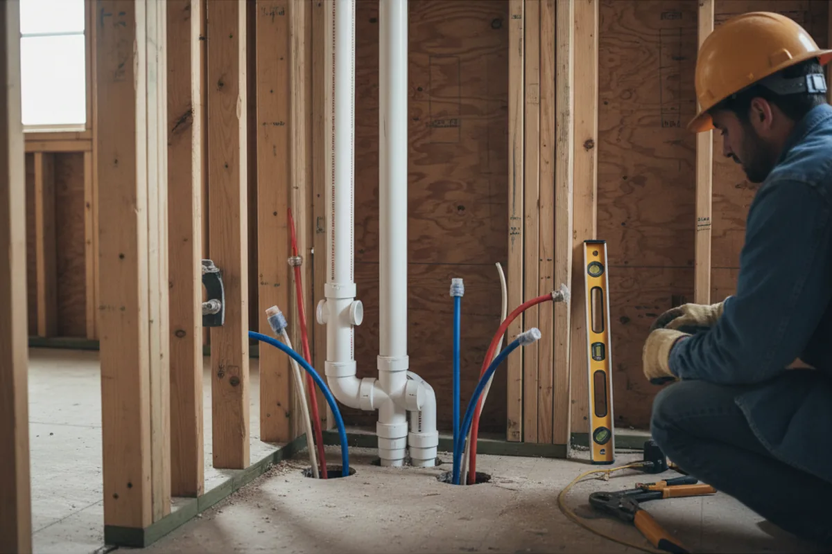 Drain and supply rough-in during Leak Detection in Tiffin