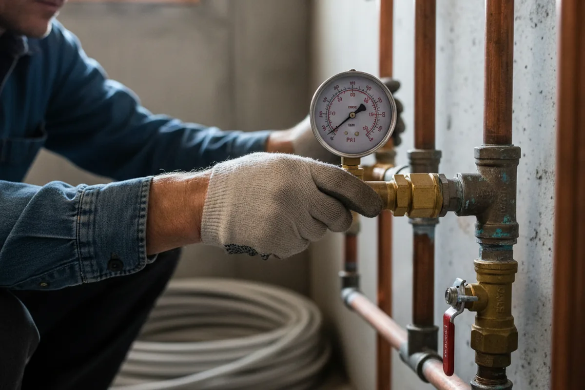 Pressure testing a repaired line during Water Line Repair in Tiffin
